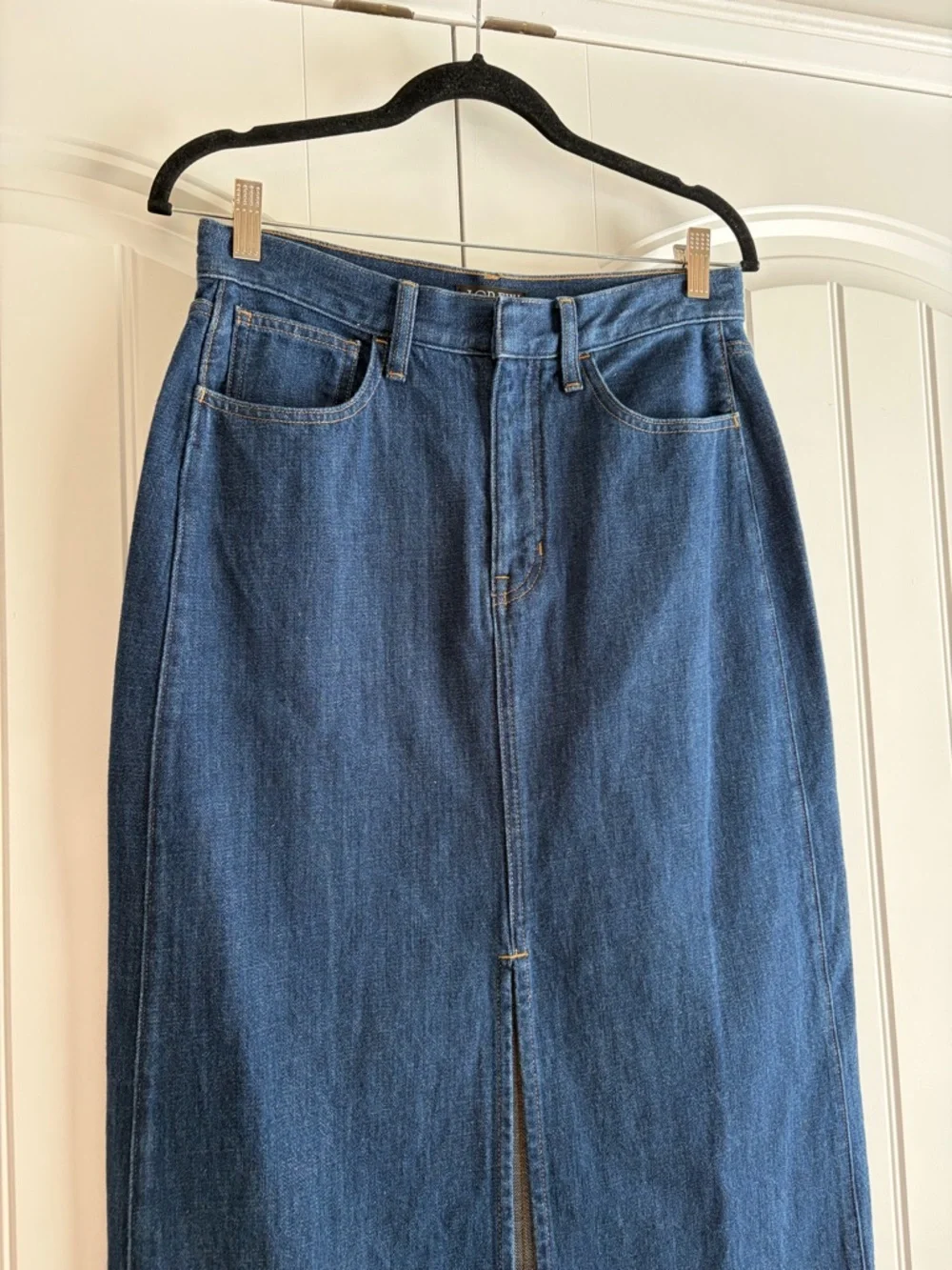 J.Crew NWT Denim Front Slit Midi Skirt in Medium Rinse Wash Women's Size‎ 28